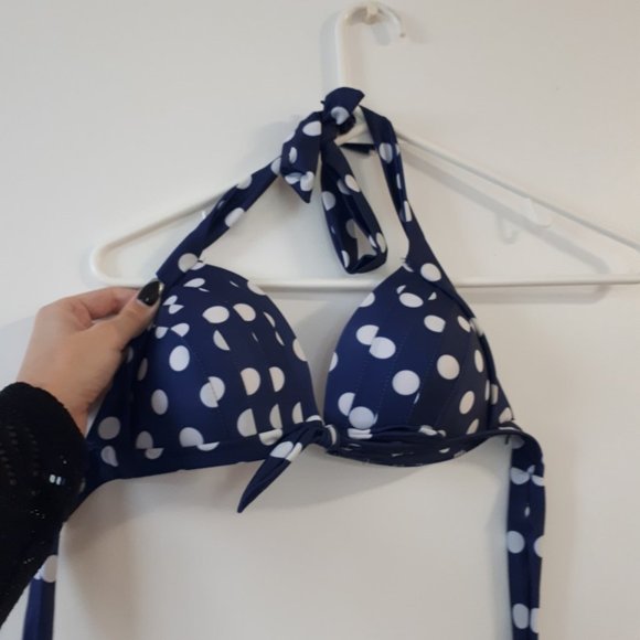 Blue Polka Dot Bikini Top - Picture 2 of 2